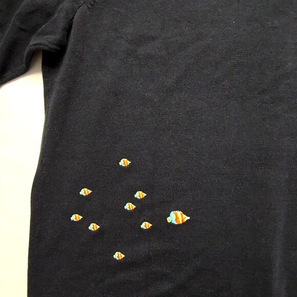 C.J. Banks Womens 1X Cardigan Tropical Fish Embroidery Black Button Front Top - Picture 8 of 11